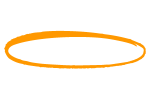 A hand drawn orange oval highlighting a word